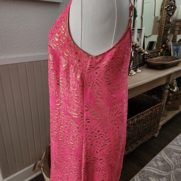 Lilly Pulitzer Lela Silk Dress Coral Reef Pinapple - Picture 4 of 8